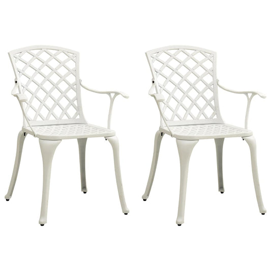 315574 vidaXL Garden Chairs 2 pcs Cast Aluminium White