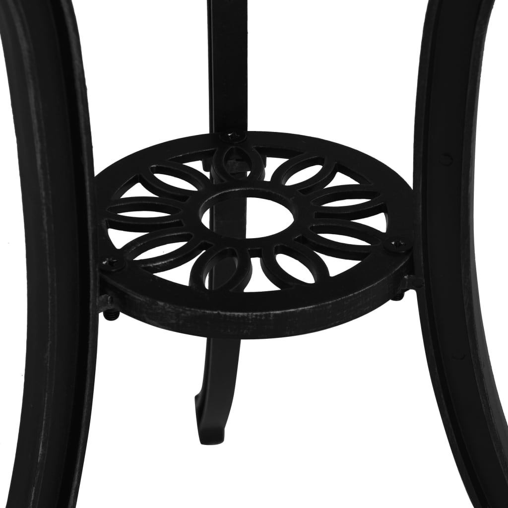 vidaXL Garden Table | Black | Cast Aluminium | Medium | Decorative Inlays