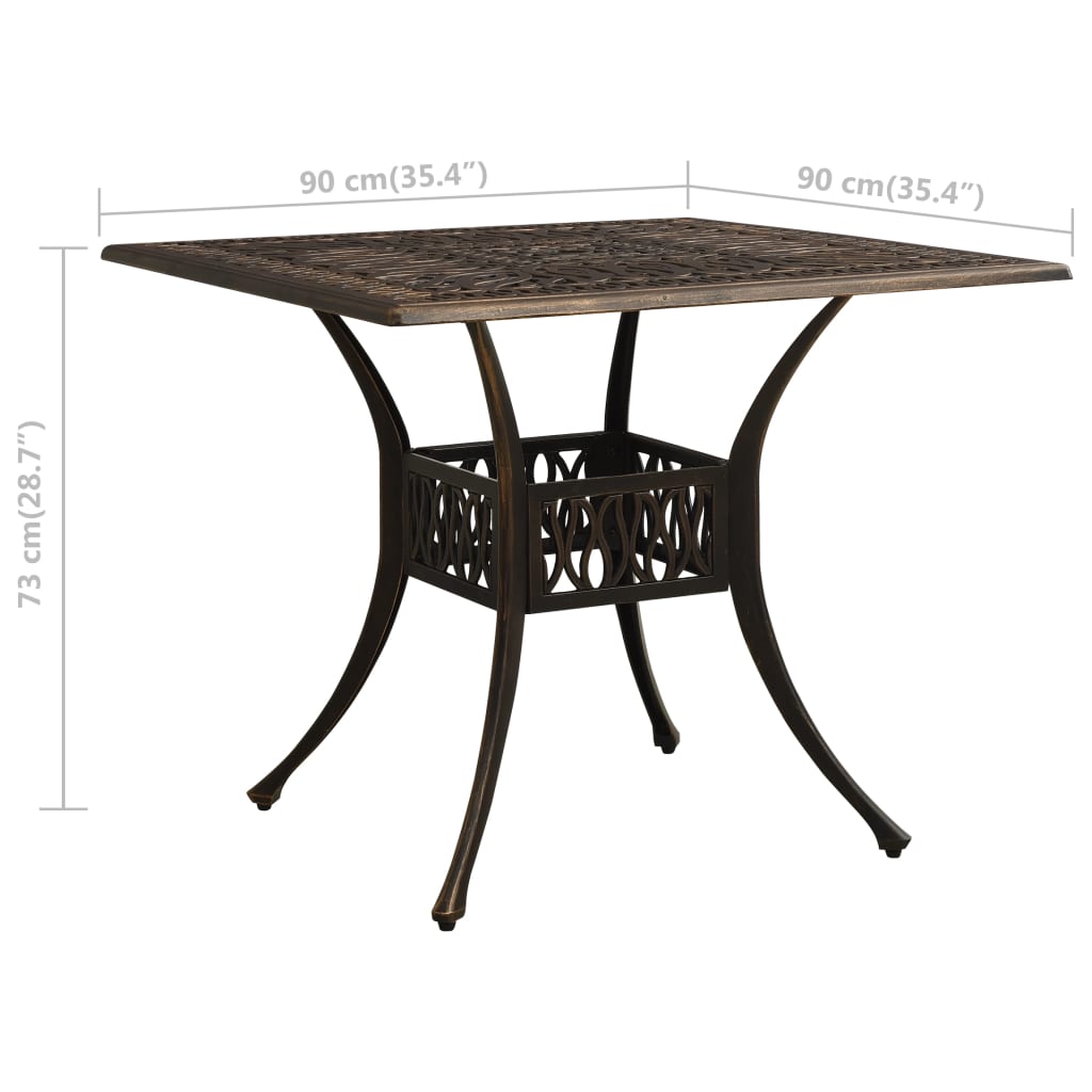 vidaXL Garden Table Bronze 90x90x73 cm Cast Aluminium