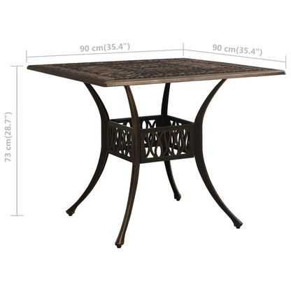 vidaXL Garden Table Bronze 90x90x73 cm Cast Aluminium