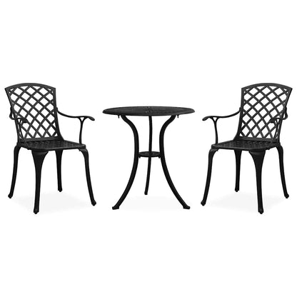 315592 vidaXL 3 Piece Bistro Set Cast Aluminium Black
