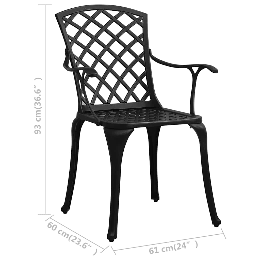 315592 vidaXL 3 Piece Bistro Set Cast Aluminium Black