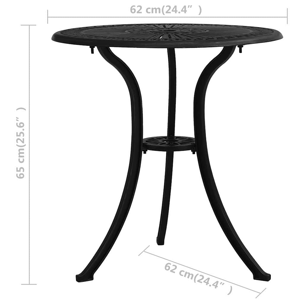315592 vidaXL 3 Piece Bistro Set Cast Aluminium Black