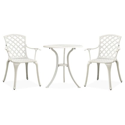 vidaXL 3 Piece Bistro Set Cast Aluminium White