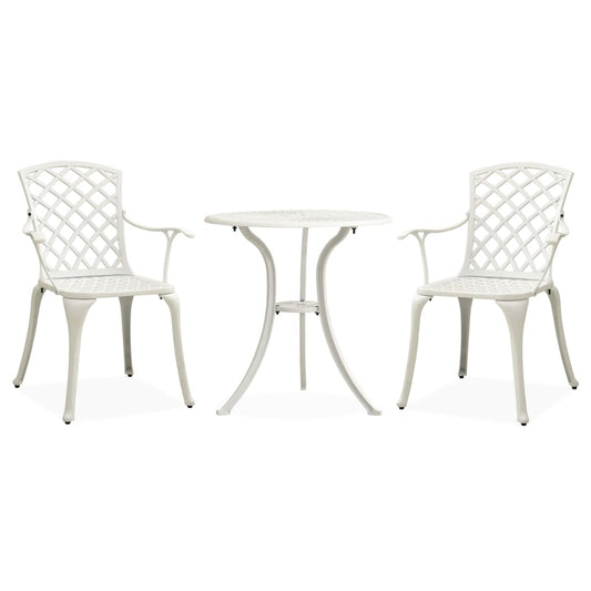 vidaXL Bistro Set | White | Cast Aluminium | Small | Ergonomic | Bistro Set