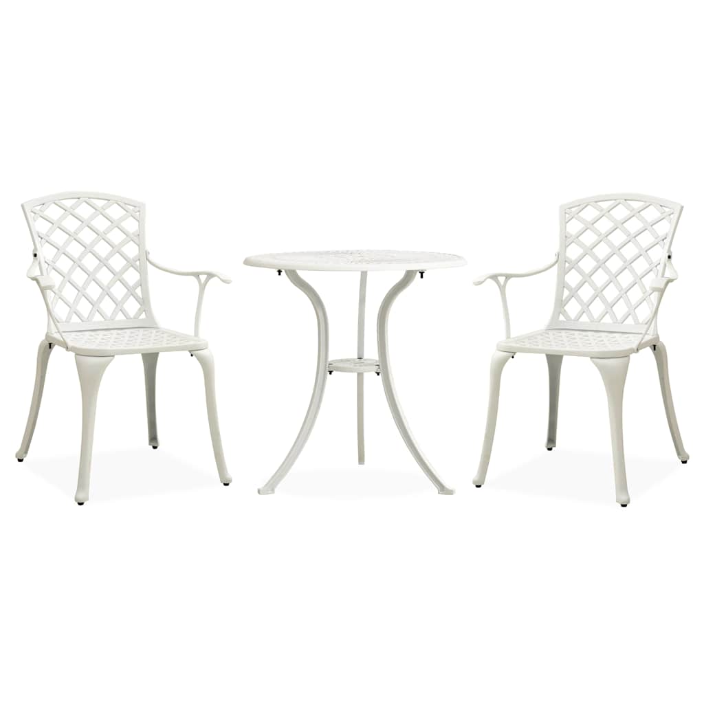 315593 vidaXL 3 Piece Bistro Set Cast Aluminium White