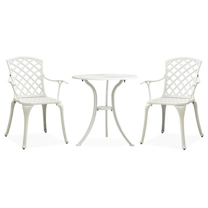 315593 vidaXL 3 Piece Bistro Set Cast Aluminium White