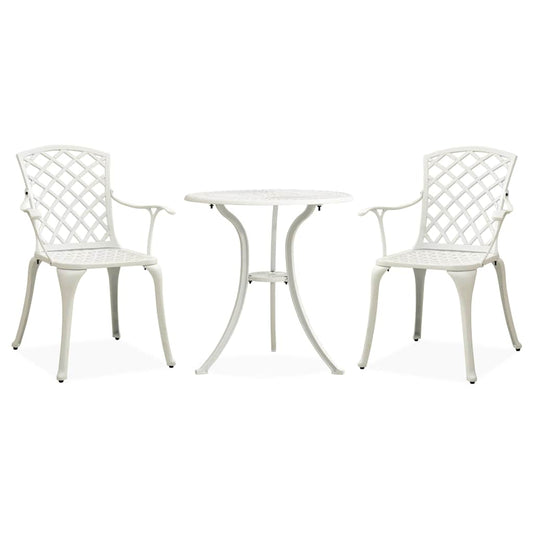 315593 vidaXL 3 Piece Bistro Set Cast Aluminium White