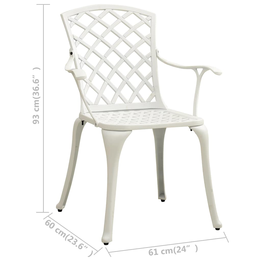 315593 vidaXL 3 Piece Bistro Set Cast Aluminium White