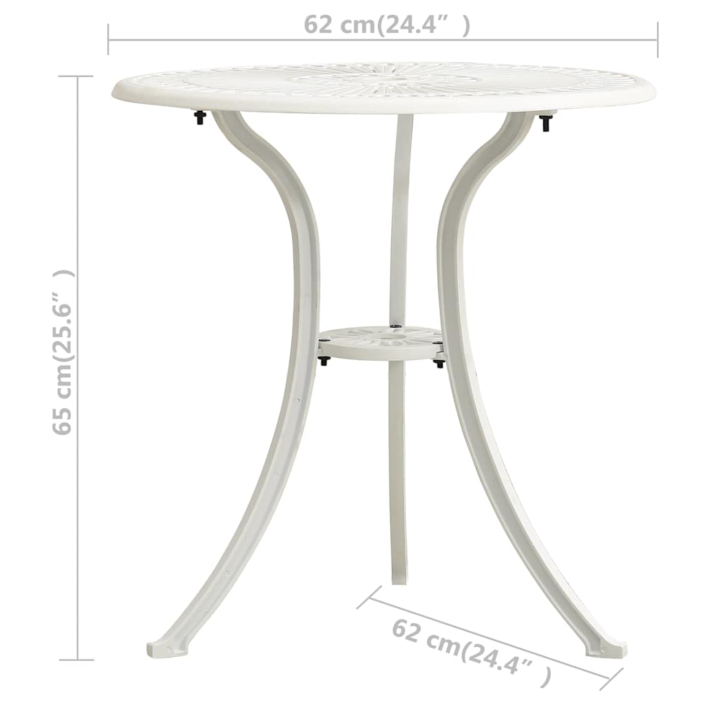 315593 vidaXL 3 Piece Bistro Set Cast Aluminium White