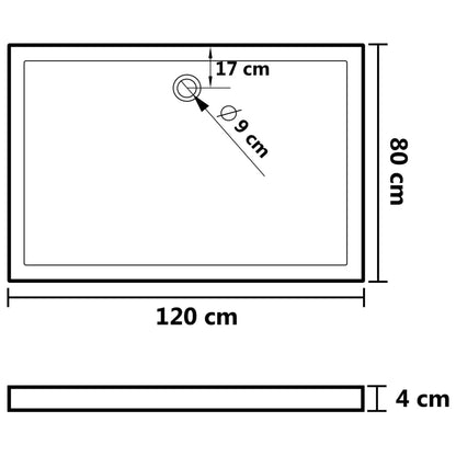 148901 vidaXL Shower Base Tray with Dots White 80x120x4 cm ABS