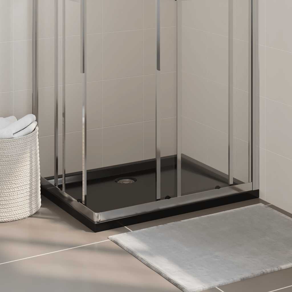 vidaXL Rectangular ABS Shower Base Tray Black 70x90 cm