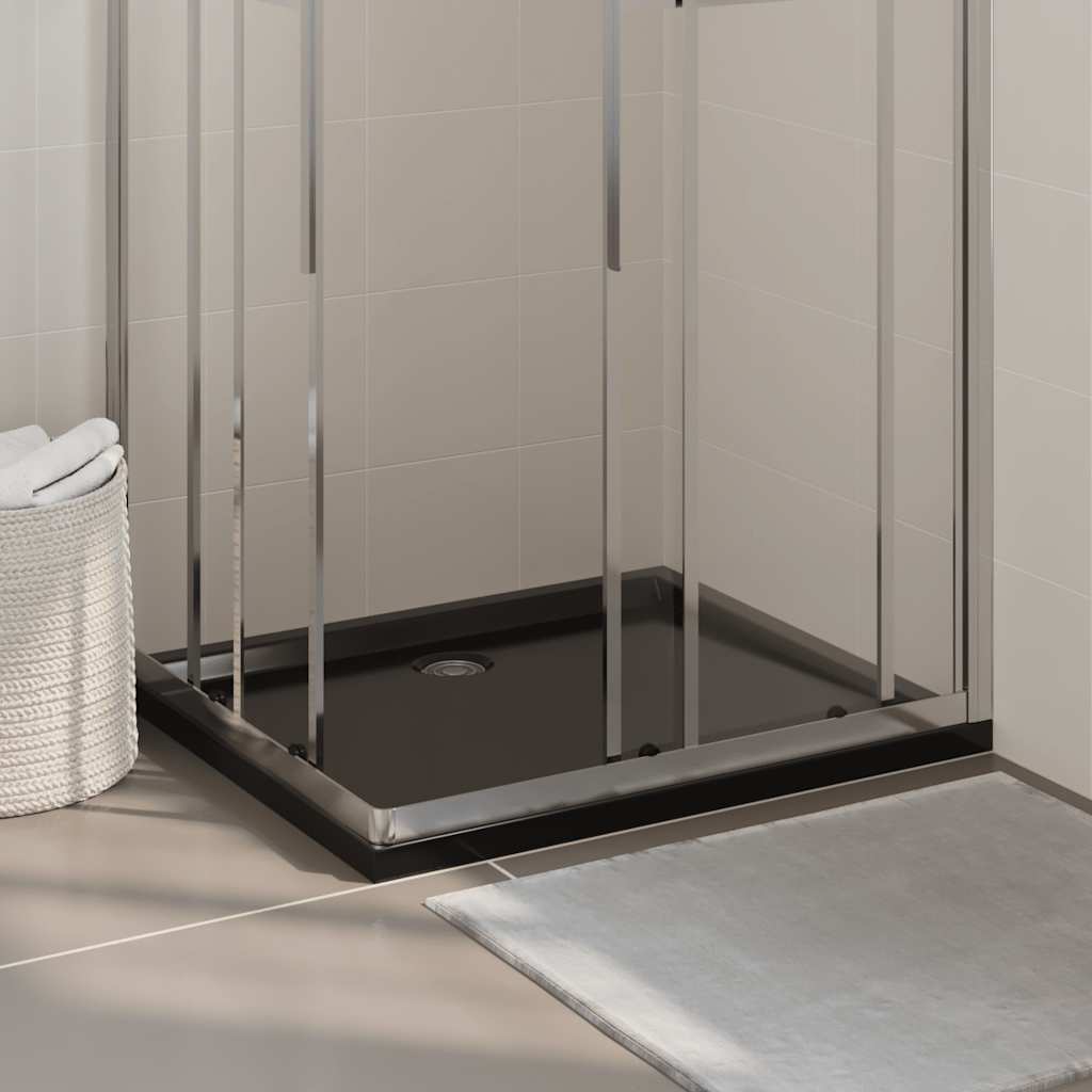 vidaXL Rectangular ABS Shower Base Tray Black 80x90 cm