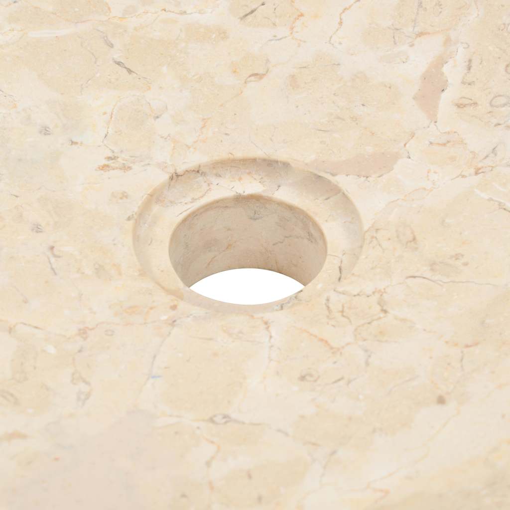 vidaXL Bathroom Vanity Cabinet Solid Teak with Sink Marble Cream