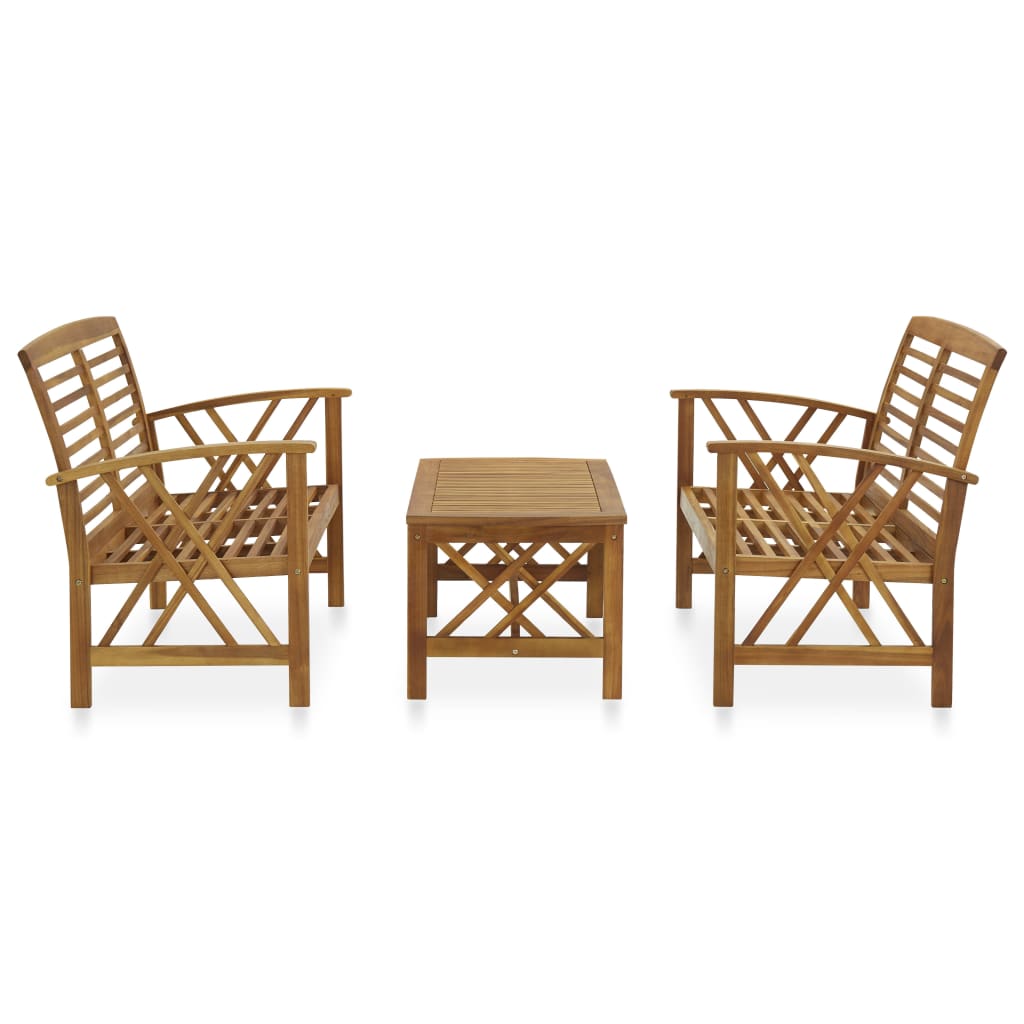 vidaXL Garden Lounge Set | Natural Wood | Solid Acacia Wood | Medium | Durable