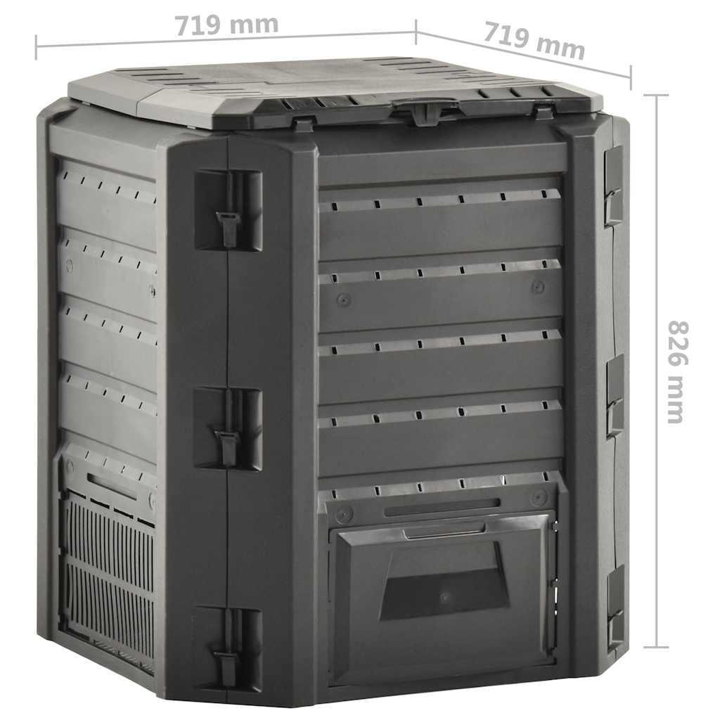 312272 vidaXL Garden Composter Black 380 L