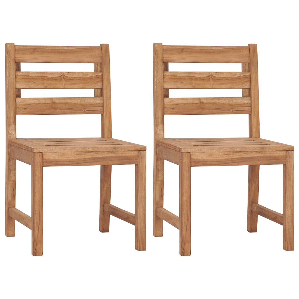 vidaXL Garden Chair | Set of 2 | Natural Teak | Solid Teak Wood | Regular