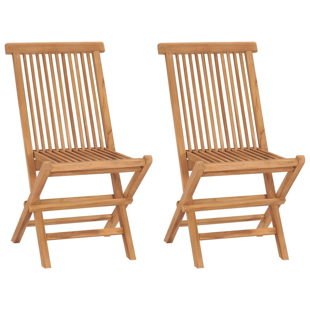 vidaXL Garden Chair | Set of 2 | Natural Teak | Solid Teak Wood | Standard