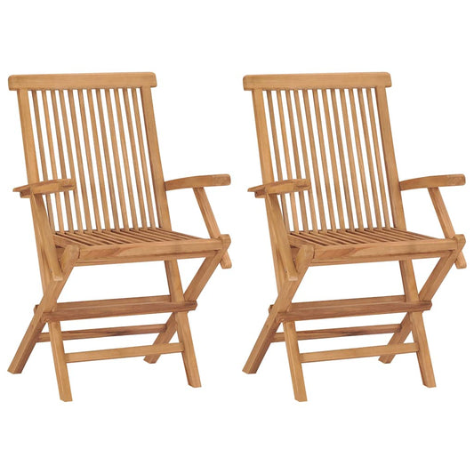 vidaXL Folding Chairs 2 pcs Solid Teak Wood