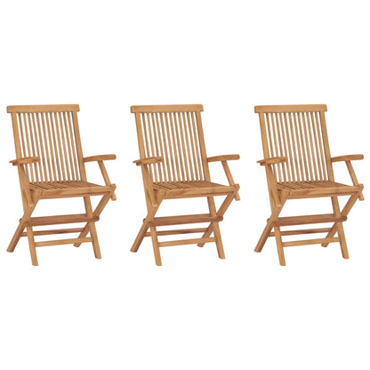 vidaXL Garden Chair | Set of 3 | Teak Brown | Teak Wood | Medium | Foldable
