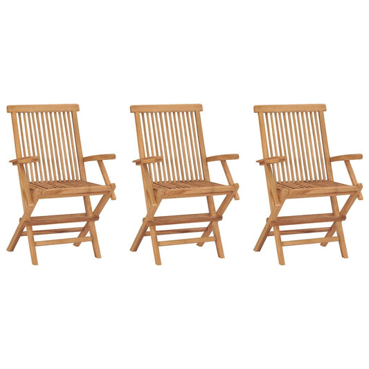 vidaXL Folding Chairs 3 pcs Solid Teak Wood