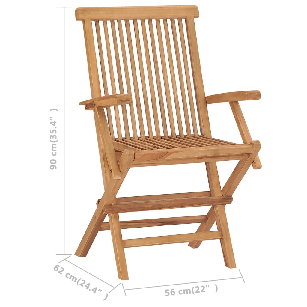 vidaXL Garden Chair | Set of 3 | Teak Brown | Teak Wood | Medium | Foldable