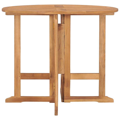 vidaXL Folding Garden Dining Table Ø90x75 cm Solid Teak Wood