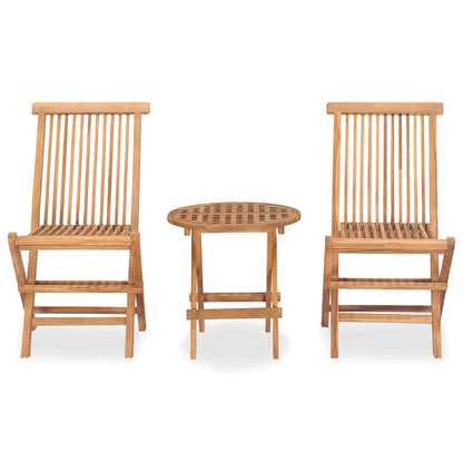vidaXL 3 Piece Folding Outdoor Dining Set Solid Teak Wood