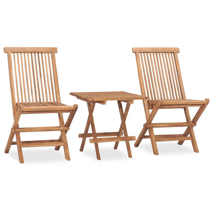 315455 vidaXL 3 Piece Folding Outdoor Dining Set Solid Teak Wood
