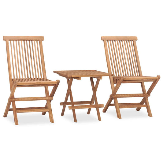 315455 vidaXL 3 Piece Folding Outdoor Dining Set Solid Teak Wood