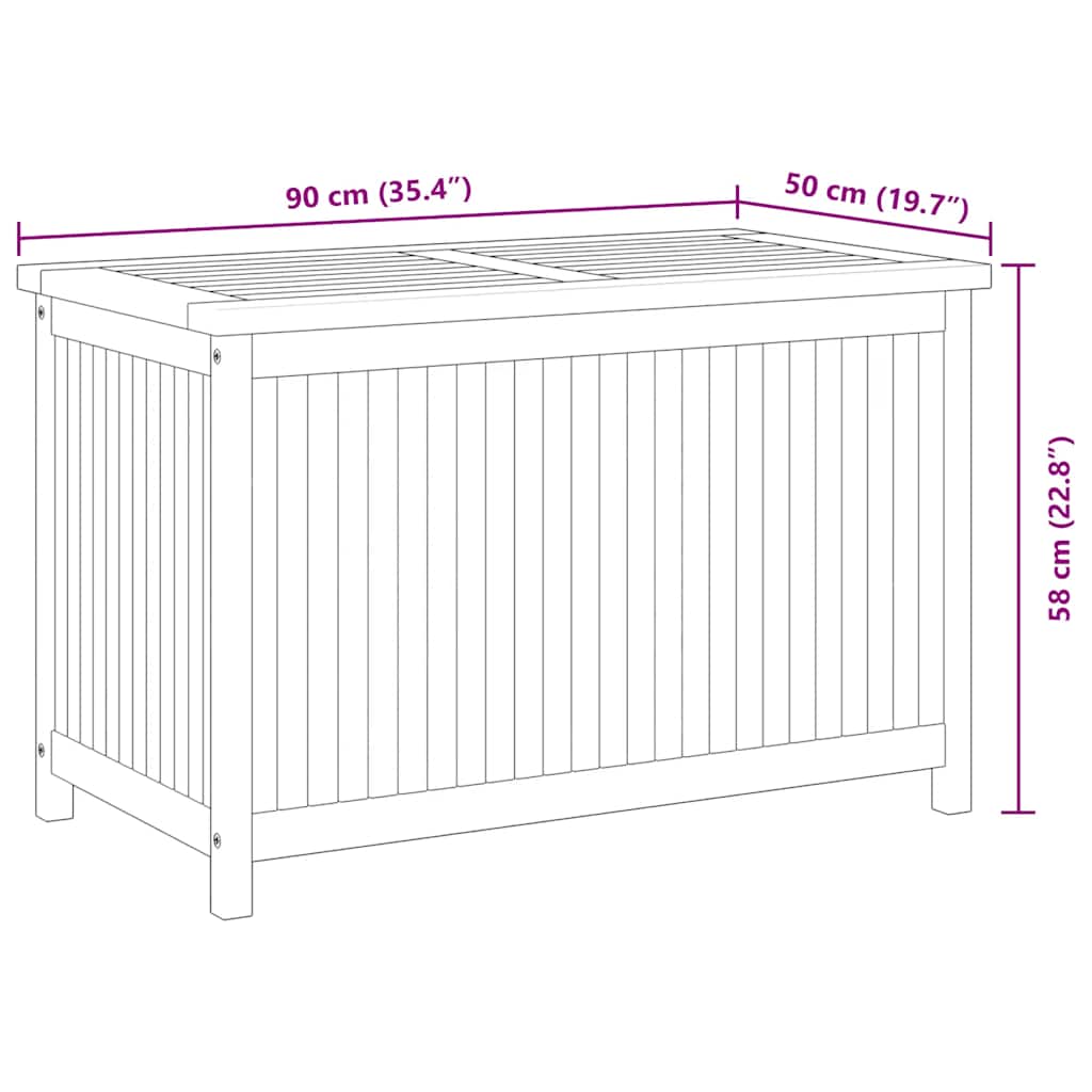 vidaXL Garden Storage Box 90x50x58 cm Solid Teak Wood