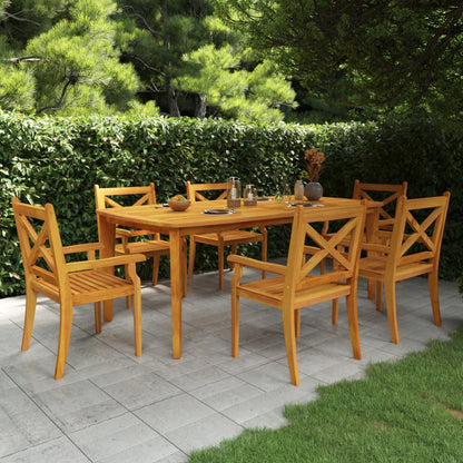 vidaXL Garden Dining Set | Natural Wood | Solid acacia wood | Large | Durable