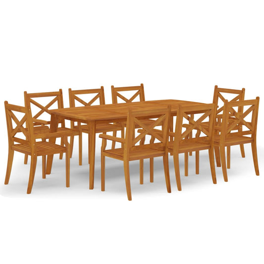 vidaXL Garden Dining Set | Brown | Solid Acacia Wood with an Oiled Finish