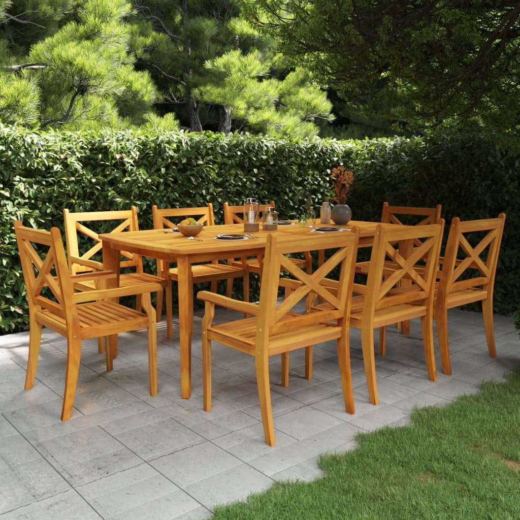vidaXL Garden Dining Set | Brown | Solid Acacia Wood with an Oiled Finish