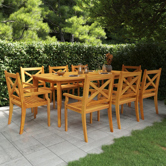 vidaXL Garden Dining Set | Brown | Solid Acacia Wood with an Oiled Finish
