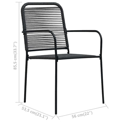 vidaXL 5 Piece Garden Dining Set Cotton Rope and Steel Black