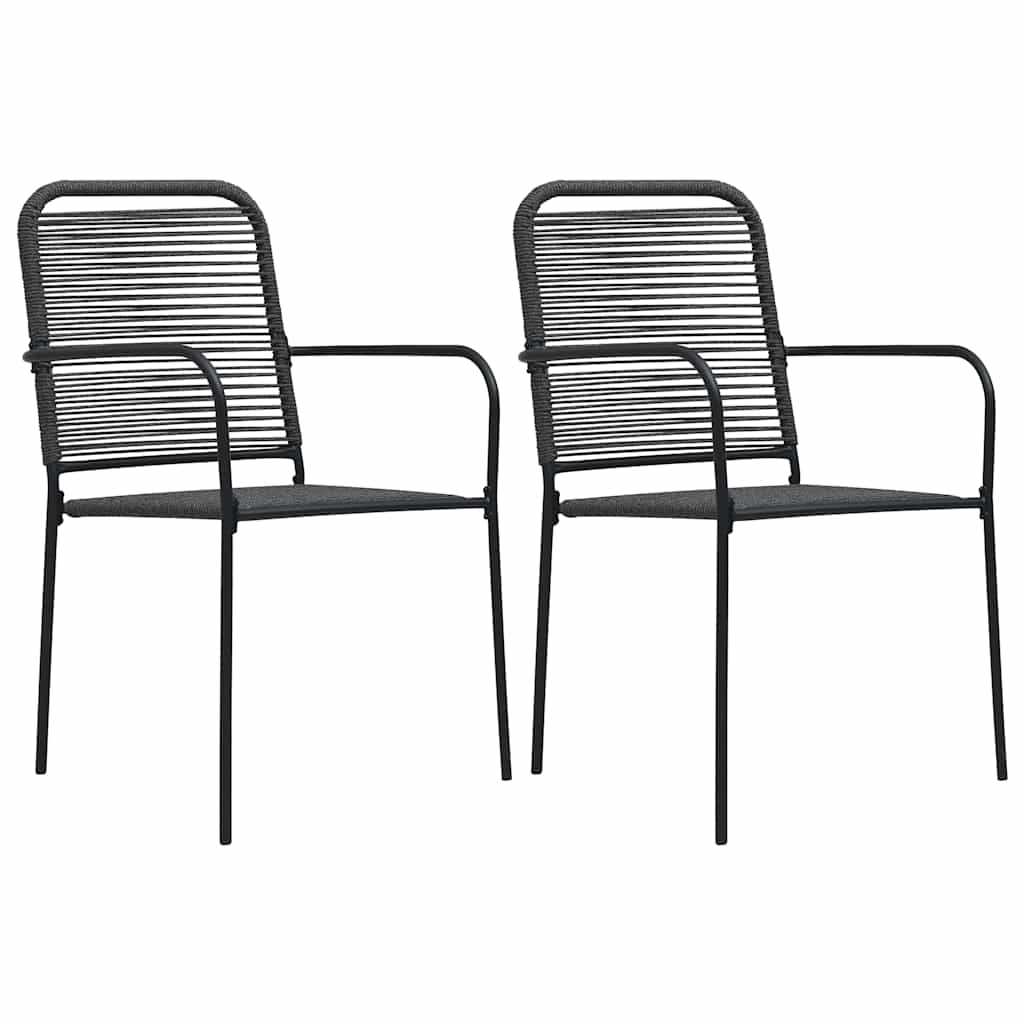 vidaXL 3 Piece Garden Dining Set Cotton Rope and Steel Black