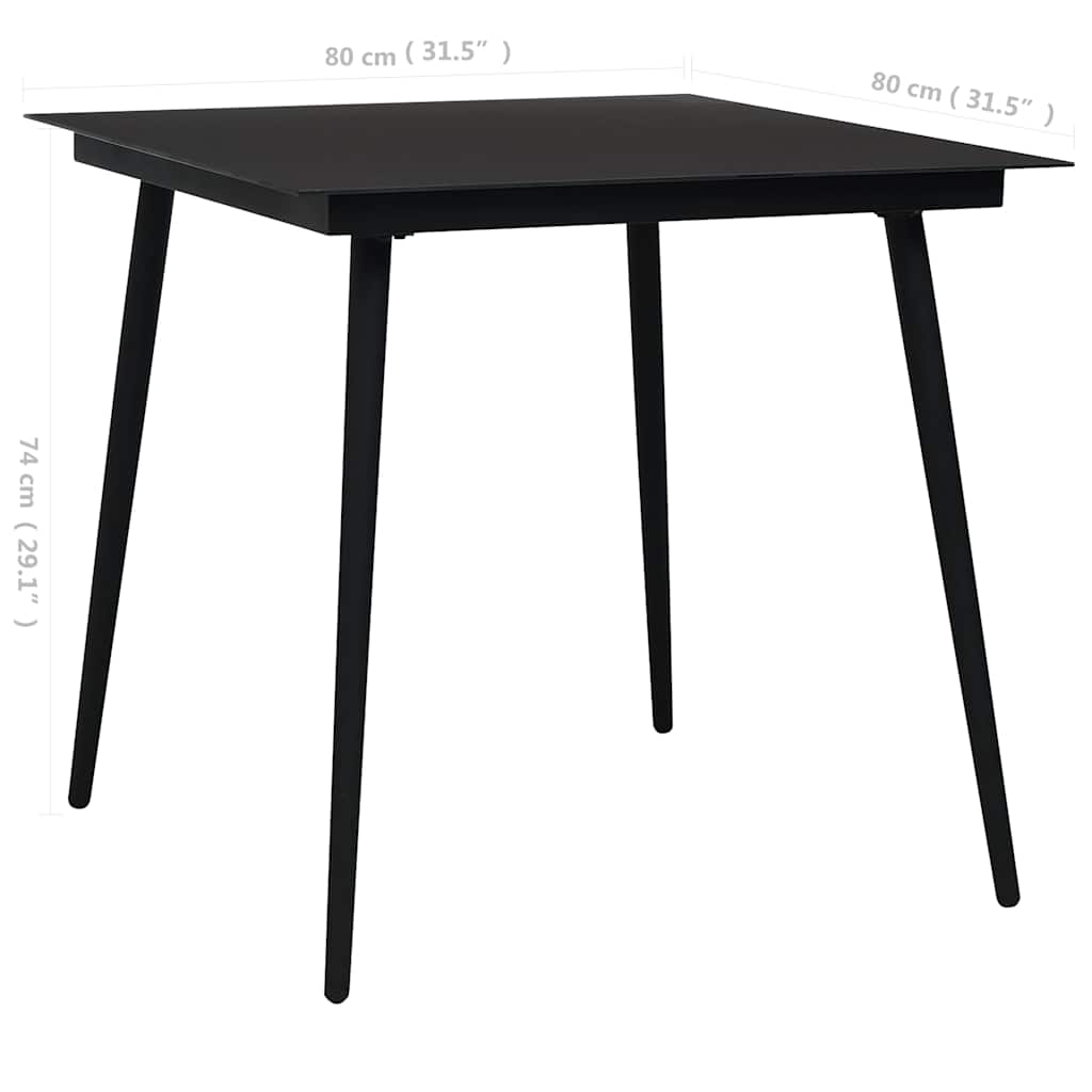 vidaXL 3 Piece Garden Dining Set Cotton Rope and Steel Black