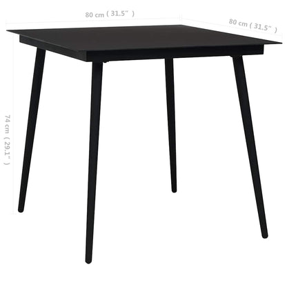 vidaXL 3 Piece Garden Dining Set Cotton Rope and Steel Black