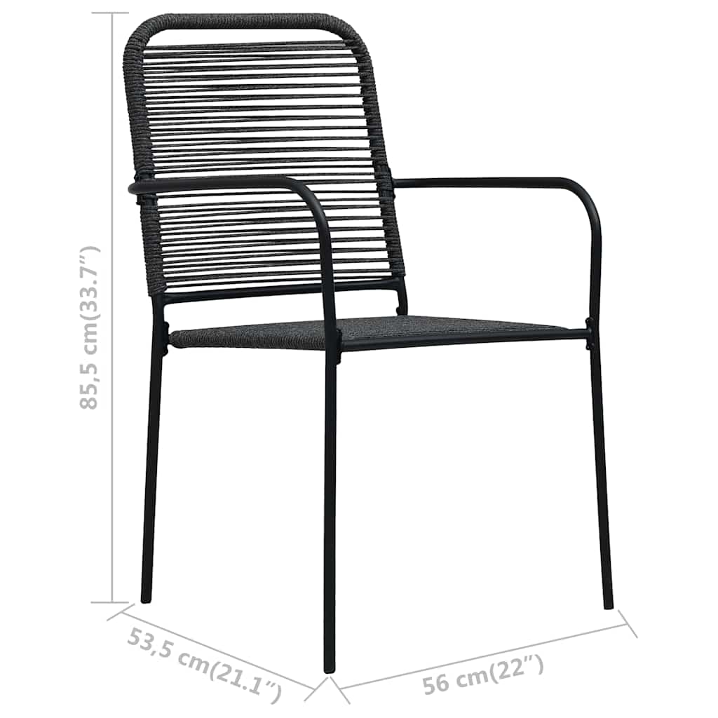 vidaXL 3 Piece Garden Dining Set Cotton Rope and Steel Black