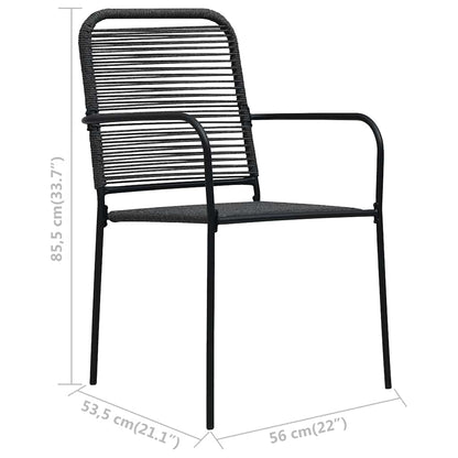 vidaXL 3 Piece Garden Dining Set Cotton Rope and Steel Black