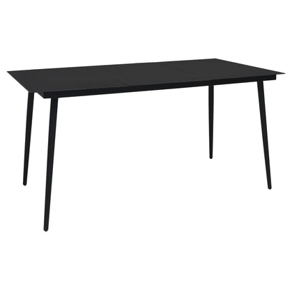 vidaXL Dining Set | Black | Cotton rope, powder-coated steel, tempered glass