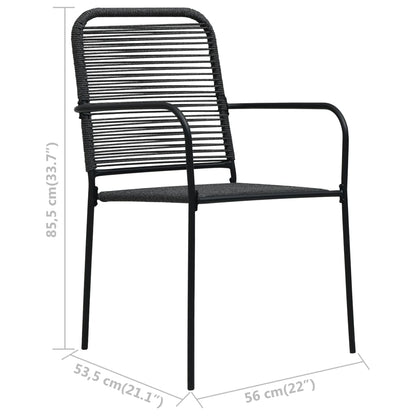 vidaXL Dining Set | Black | Cotton rope, powder-coated steel, tempered glass