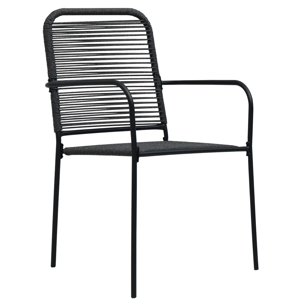 vidaXL Dining Set | Black | Cotton rope, powder-coated steel, tempered glass