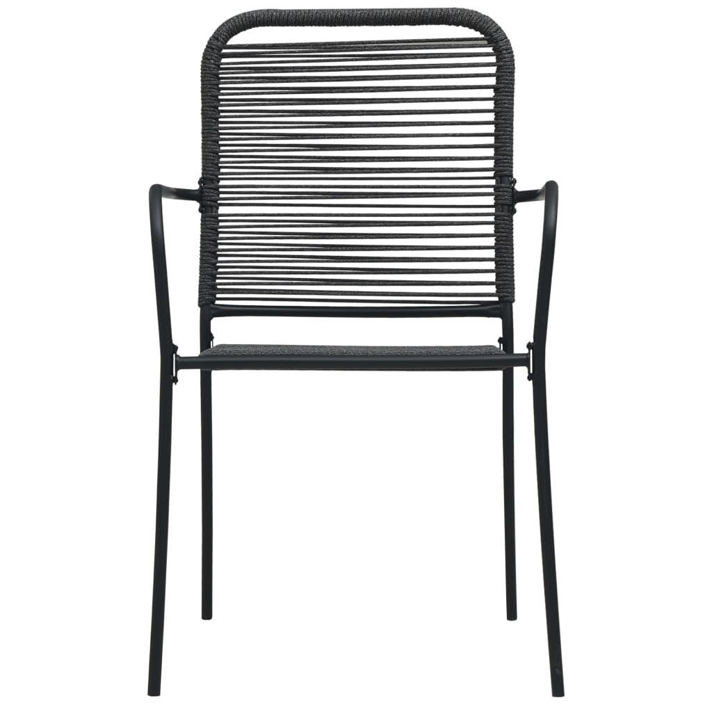 vidaXL Dining Set | Black | Cotton rope, powder-coated steel, tempered glass