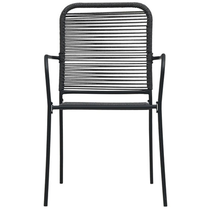 vidaXL Dining Set | Black | Cotton rope, powder-coated steel, tempered glass