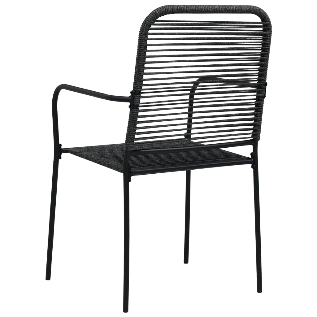 vidaXL Dining Set | Black | Cotton rope, powder-coated steel, tempered glass