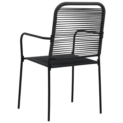 vidaXL Dining Set | Black | Cotton rope, powder-coated steel, tempered glass