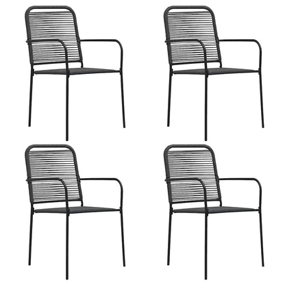 vidaXL Dining Set | Black | Cotton Rope, Powder-Coated Steel, Tempered Glass