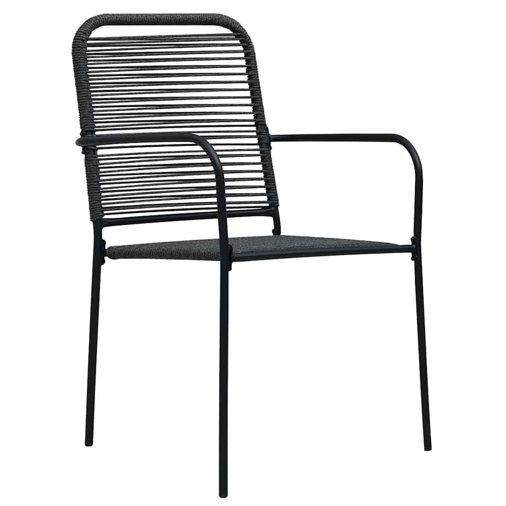 vidaXL Dining Set | Black | Cotton Rope, Powder-Coated Steel, Tempered Glass